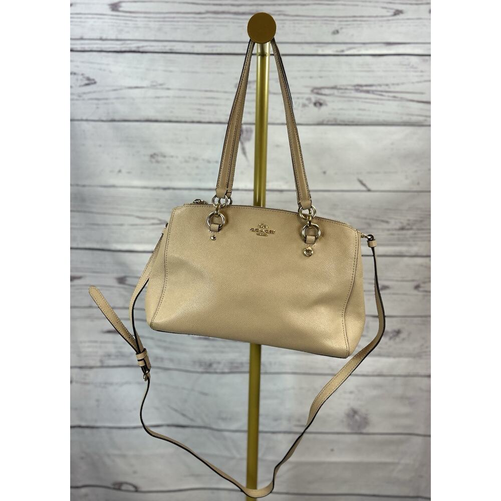 Coach Carryall Shoulder Bag Tan Light Brown Leather Crossbody Purse